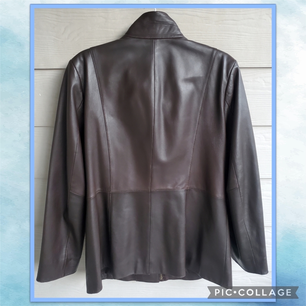 Preston & York Rich Chocolatey Brown Genuine Lamb Leather Business Casual Jacket - Picture 13 of 16